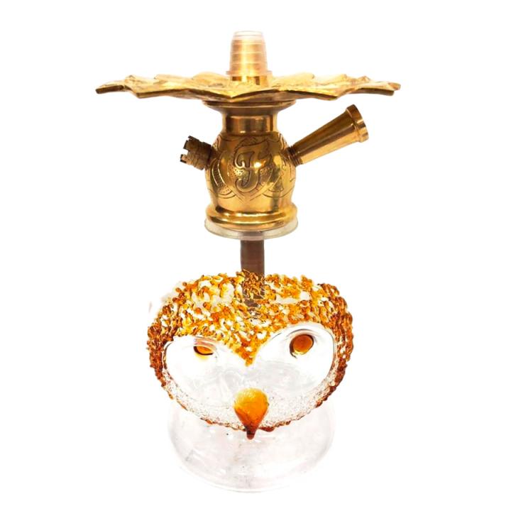 Bambino Honey Glass Owl & Solid Brass Tray - GLS006