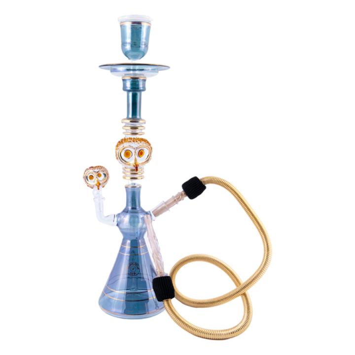 Mummy & Baby Blue Glass Owl Hookah - GLS017