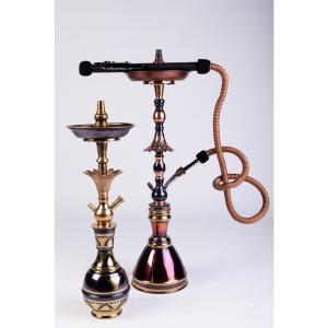 Farida Gold & Maroon Lotus Hookah - LEH013